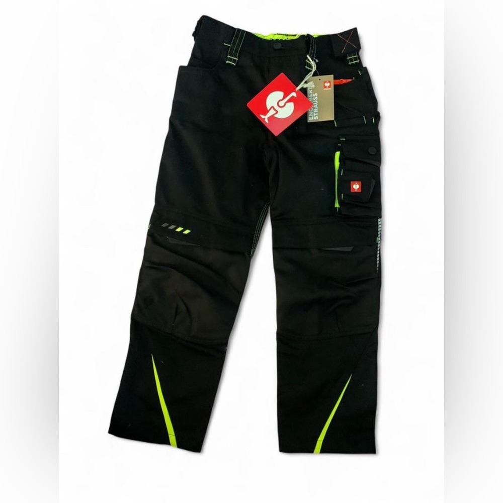 NWT Engelbert Strauss GORPCORE Techwear Cargo Pants Size 10 Youth Black Neon